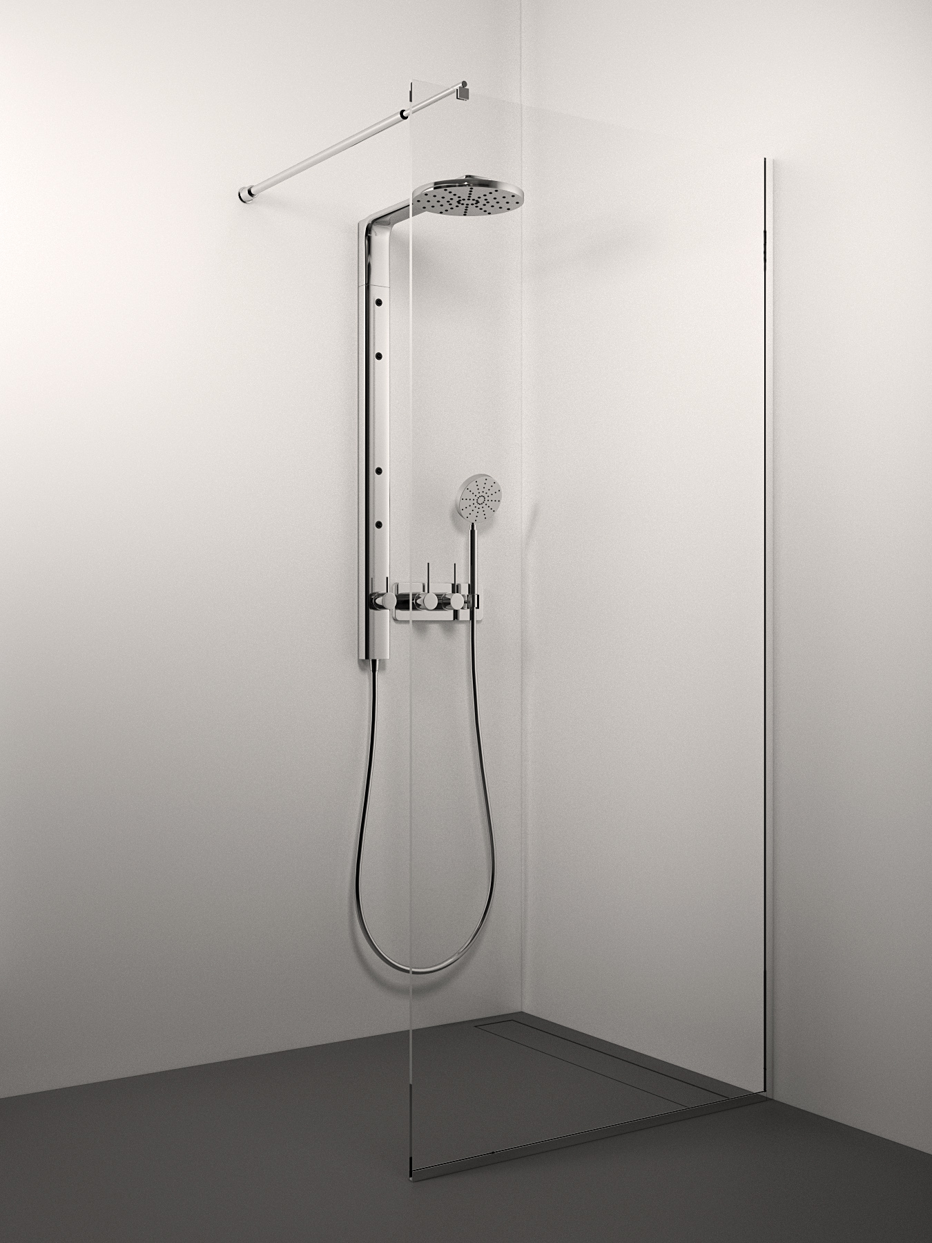 dušas siena Conforto, 1000 mm, h=2000, hroms/caurspīdīgs stikls